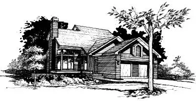 Contemporary house plans 15-137 - front exterior, 1,333 sq ft, 3 bed, 2 bath house plans | Monster House Plans