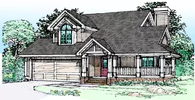 Country house plans 15-199 - front exterior, 1,550 sq ft, 3 bed, 2 bath house plans | Monster House Plans