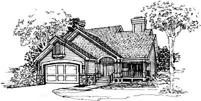 Contemporary house plans 15-204 - front exterior, 1,465 sq ft, 3 bed, 2 bath house plans | Monster House Plans