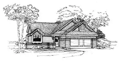 Contemporary house plans 15-205 - front exterior, 1,401 sq ft, 3 bed, 2 bath house plans | Monster House Plans