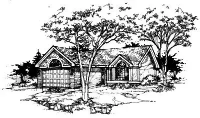 Contemporary house plans 15-229 - front exterior, 1,344 sq ft, 3 bed, 2 bath house plans | Monster House Plans