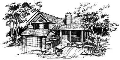 Contemporary house plans 15-244 - front exterior, 1,847 sq ft, 3 bed, 2 bath house plans | Monster House Plans