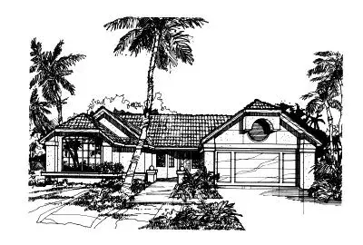 Sunbelt house plans 15-253 - front exterior, 1,709 sq ft, 3 bed, 2 bath house plans | Monster House Plans