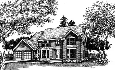 Colonial house plans 15-297 - front exterior, 2,591 sq ft, 4 bed, 2 bath house plans | Monster House Plans