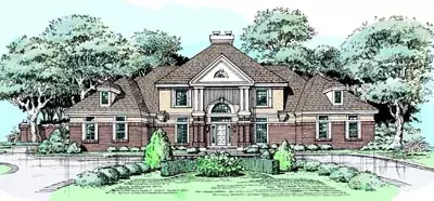 Southern Colonial house plans 15-302 - front exterior, 4,530 sq ft, 5 bed, 5 bath house plans | Monster House Plans