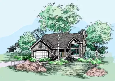 Contemporary house plans 15-318 - front exterior, 1,567 sq ft, 3 bed, 2 bath house plans | Monster House Plans