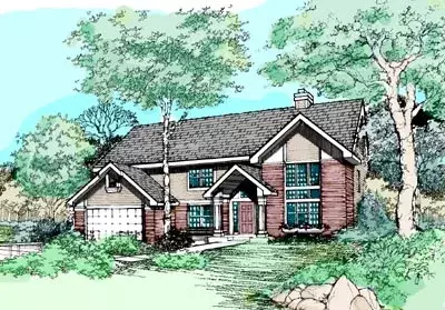 Contemporary house plans 15-320 - front exterior, 2,459 sq ft, 4 bed, 2 bath house plans | Monster House Plans