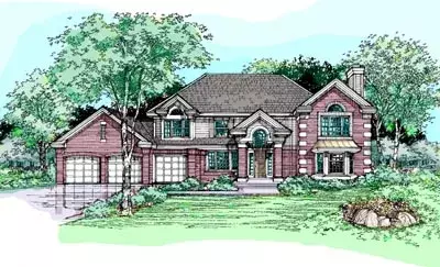 European house plans 15-323 - front exterior, 3,195 sq ft, 4 bed, 2 bath house plans | Monster House Plans