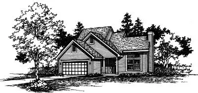 Contemporary house plans 15-385 - front exterior, 1,633 sq ft, 4 bed, 2 bath house plans | Monster House Plans