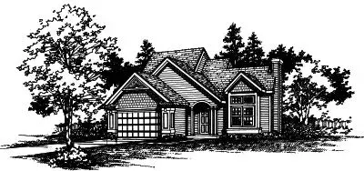 Contemporary house plans 15-386 - front exterior, 1,633 sq ft, 4 bed, 2 bath house plans | Monster House Plans