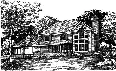 Contemporary house plans 15-399 - front exterior, 2,587 sq ft, 4 bed, 2 bath house plans | Monster House Plans