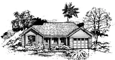 Contemporary house plans 15-408 - front exterior, 1,275 sq ft, 2 bed, 2 bath house plans | Monster House Plans