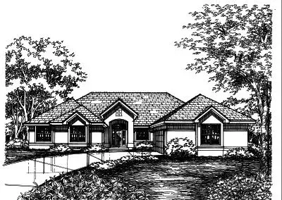 Southwest house plans 15-426 - front exterior, 2,847 sq ft, 4 bed, 3 bath house plans | Monster House Plans