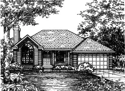 Contemporary house plans 15-441 - front exterior, 1,431 sq ft, 3 bed, 2 bath house plans | Monster House Plans