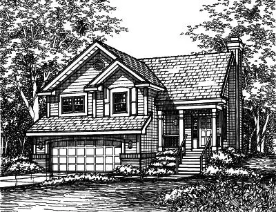 Contemporary house plans 15-444 - front exterior, 1,315 sq ft, 2 bed, 2 bath house plans | Monster House Plans