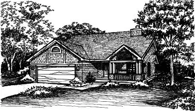 Contemporary house plans 15-463 - front exterior, 1,687 sq ft, 4 bed, 2 bath house plans | Monster House Plans