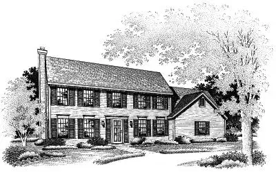 Colonial house plans 15-484 - front exterior, 2,500 sq ft, 4 bed, 3 bath house plans | Monster House Plans