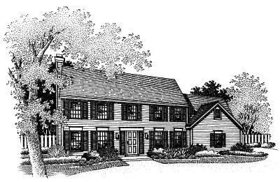 Colonial house plans 15-513 - front exterior, 2,409 sq ft, 4 bed, 2 bath house plans | Monster House Plans