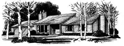 Ranch house plans 15-523 - front exterior, 1,380 sq ft, 3 bed, 2 bath house plans | Monster House Plans