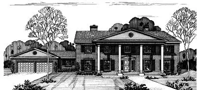 Southern Colonial house plans 15-530 - front exterior, 3,324 sq ft, 5 bed, 3 bath house plans | Monster House Plans