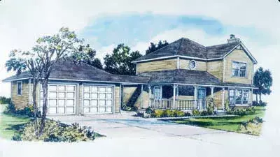 Country house plans 15-541 - front exterior, 1,618 sq ft, 3 bed, 2 bath house plans | Monster House Plans