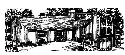 Contemporary house plans 15-555 - front exterior, 1,602 sq ft, 3 bed, 2 bath house plans | Monster House Plans