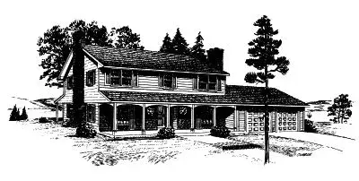 Country house plans 15-574 - front exterior, 1,996 sq ft, 4 bed, 2 bath house plans | Monster House Plans