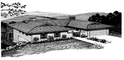 Ranch house plans 15-575 - front exterior, 1,560 sq ft, 4 bed, 2 bath house plans | Monster House Plans