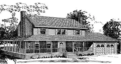Country house plans 15-582 - front exterior, 2,464 sq ft, 4 bed, 2 bath house plans | Monster House Plans