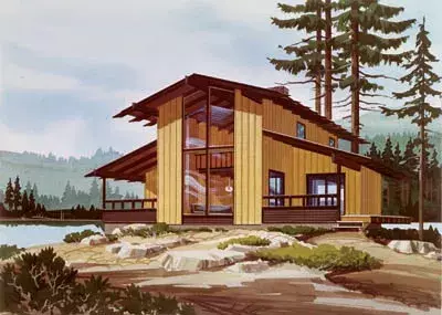 Contemporary house plans 15-607 - front exterior, 1,478 sq ft, 2 bed, 2 bath house plans | Monster House Plans