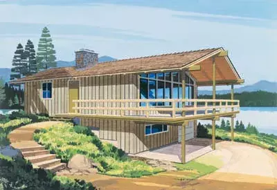 Contemporary house plans 15-614 - front exterior, 1,628 sq ft, 3 bed, 1 bath house plans | Monster House Plans