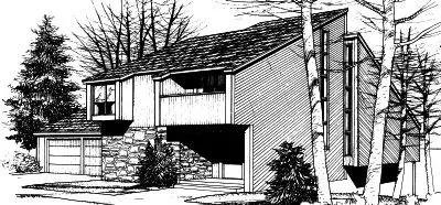 Contemporary house plans 15-637 - front exterior, 1,791 sq ft, 4 bed, 2 bath house plans | Monster House Plans