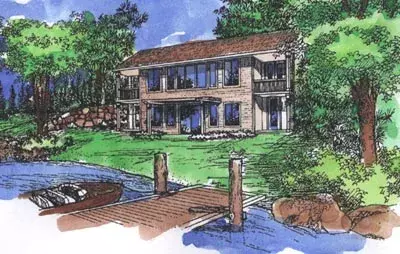 Contemporary house plans 15-700 - front exterior, 1,544 sq ft, 3 bed, 2 bath house plans | Monster House Plans