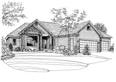 Traditional house plans 15-714 - front exterior, 1,726 sq ft, 2 bed, 2 bath house plans | Monster House Plans
