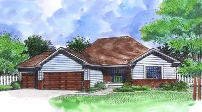 Ranch house plans 15-733 - front exterior, 1,488 sq ft, 3 bed, 2 bath house plans | Monster House Plans