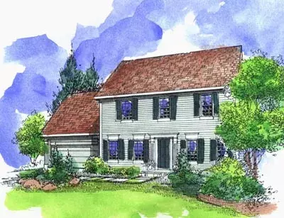 Early American house plans 15-773 - front exterior, 1,945 sq ft, 4 bed, 2 bath house plans | Monster House Plans
