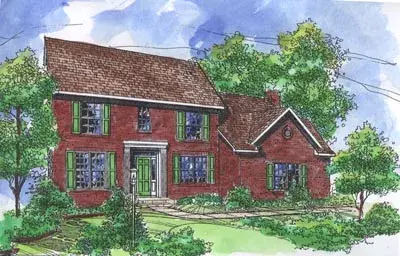 Early American house plans 15-780 - front exterior, 2,565 sq ft, 4 bed, 2 bath house plans | Monster House Plans