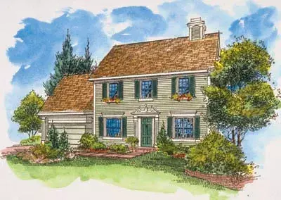 Early American house plans 15-783 - front exterior, 1,821 sq ft, 4 bed, 2 bath house plans | Monster House Plans