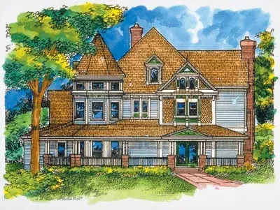 Victorian house plans 15-788 - front exterior, 4,161 sq ft, 4 bed, 4 bath house plans | Monster House Plans