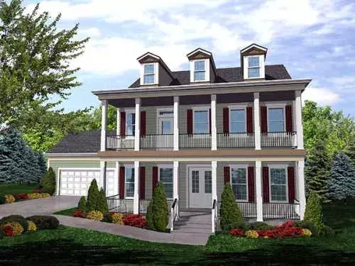 Southern Colonial house plans 15-795 - front exterior, 2,526 sq ft, 3 bed, 3 bath house plans | Monster House Plans