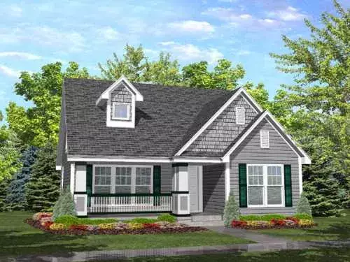 Country house plans 15-827 - front exterior, 1,385 sq ft, 4 bed, 2 bath house plans | Monster House Plans