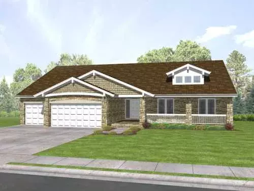 Craftsman house plans 15-855 - front exterior, 2,126 sq ft, 3 bed, 2 bath house plans | Monster House Plans