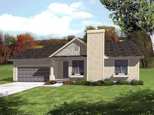 Traditional house plans 15-929 - front exterior, 1,465 sq ft, 3 bed, 2 bath house plans | Monster House Plans