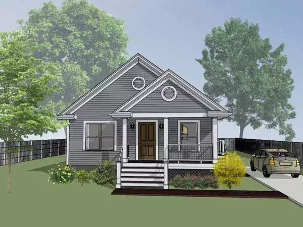 Bungalow house plans 16-116 - front exterior, 1,092 sq ft, 3 bed, 1 bath house plans | Monster House Plans