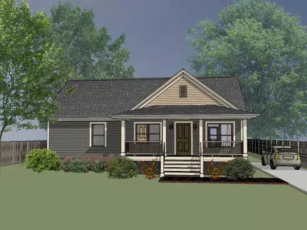 Country house plans 16-118 - front exterior, 1,092 sq ft, 3 bed, 1 bath house plans | Monster House Plans