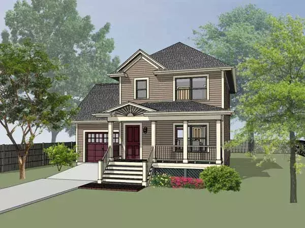Country house plans 16-123 - front exterior, 1,087 sq ft, 3 bed, 2 bath house plans | Monster House Plans