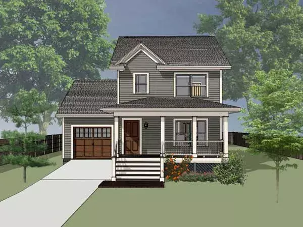Country house plans 16-124 - front exterior, 1,087 sq ft, 3 bed, 2 bath house plans | Monster House Plans