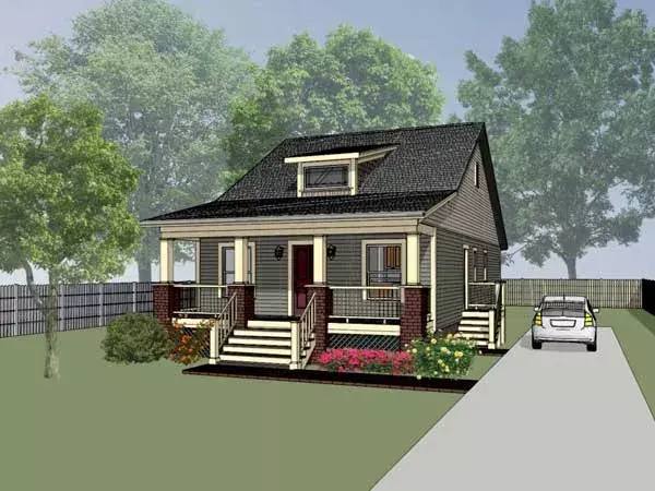 Craftsman house plans 16-127 - front exterior, 1,056 sq ft, 3 bed, 1 bath house plans | Monster House Plans