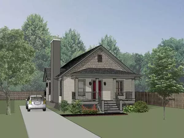Cottage house plans 16-133 - front exterior, 1,002 sq ft, 2 bed, 2 bath house plans | Monster House Plans