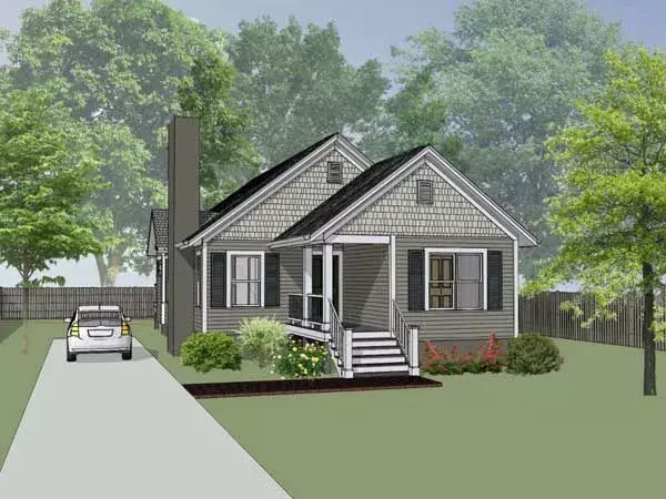 Traditional house plans 16-134 - front exterior, 1,152 sq ft, 3 bed, 1 bath house plans | Monster House Plans